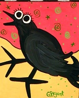 Black Bird (acrylic on wood 8 x 10 in) $40