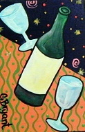 Wine Time (acrylic on wood 5 x 7 in) $35