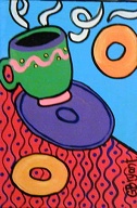 Coffee and Donuts (acrylic on wood 8 x 10 in) $40