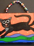 Black Cat (acrylic on wood 7 x 5 in) $35